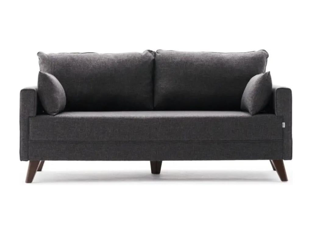 Small 2-seater sofa in dark grey fabric, 177cm