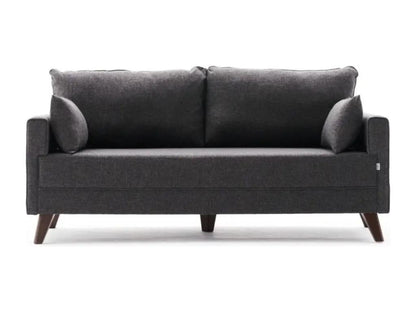 Small 2-seater sofa in dark grey fabric, 177cm