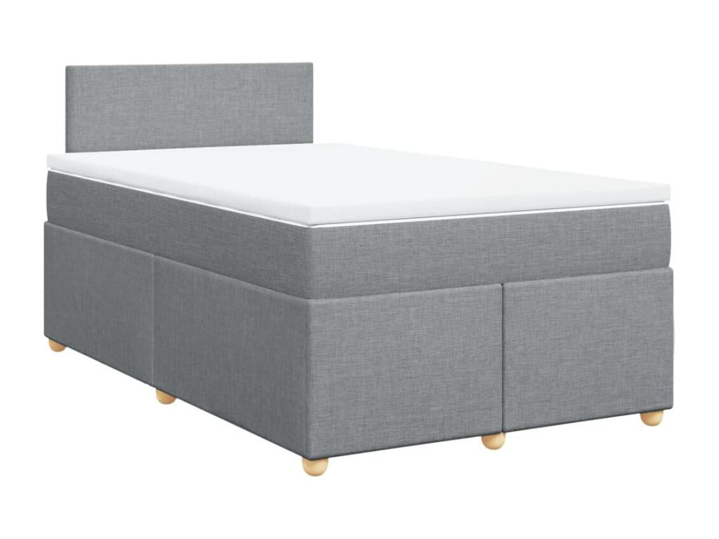 Bed base with mattress, light grey, 120x200cm, fabric