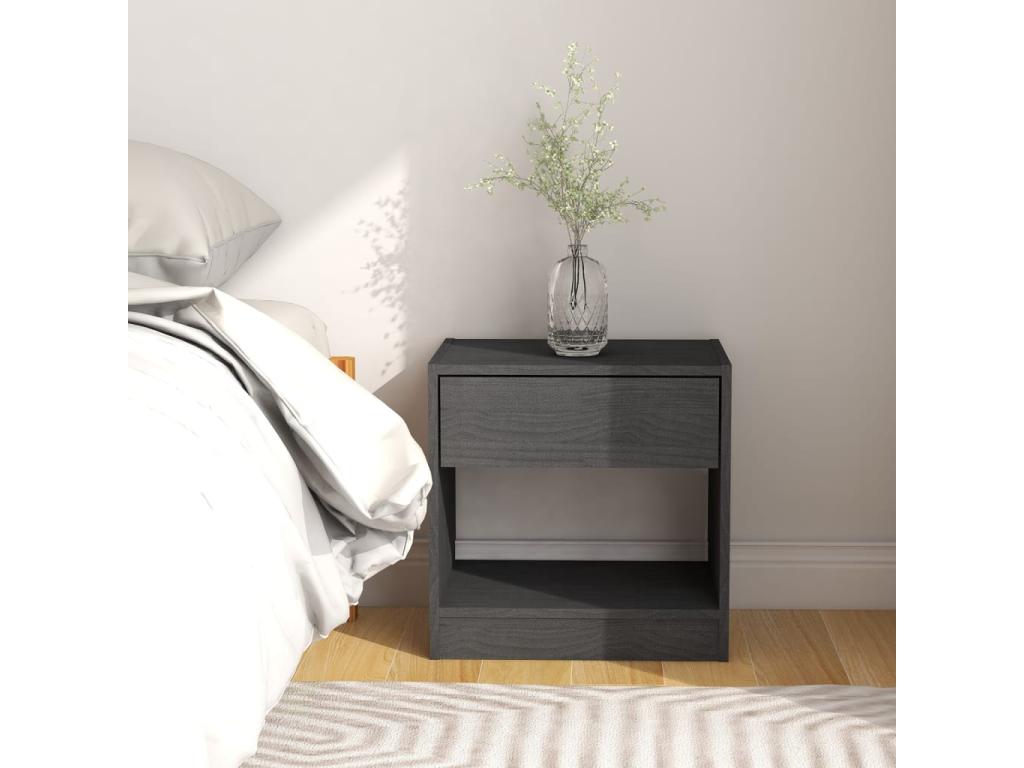 2-piece bedside tables, grey, 40x31x40 cm, solid pine wood