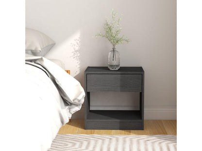 2-piece bedside tables, grey, 40x31x40 cm, solid pine wood
