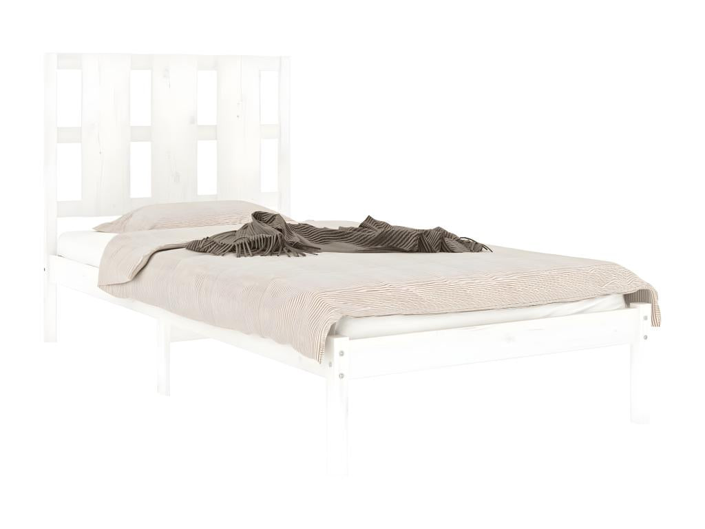 Bed frame without mattress, white, 100x200 cm, solid pine wood