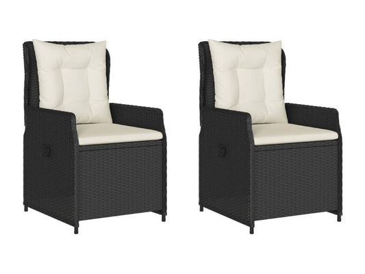 Set of 2 reclining garden chairs, black woven resin