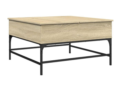 Oak coffee table 80x80x45 cm engineered wood and metal