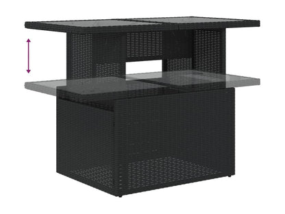 10-piece garden furniture set with cushions, black woven resin