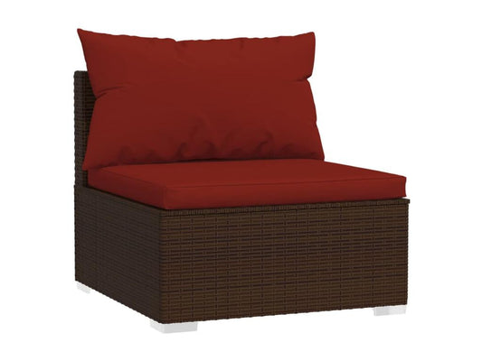 9-piece garden furniture set with cushions, brown, woven resin, 2