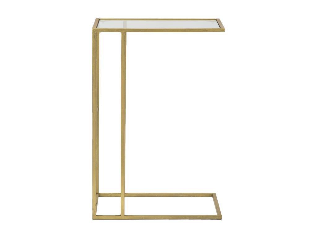 Geometric coffee table in gold-tone metal, 40.5x25.5x60 cm