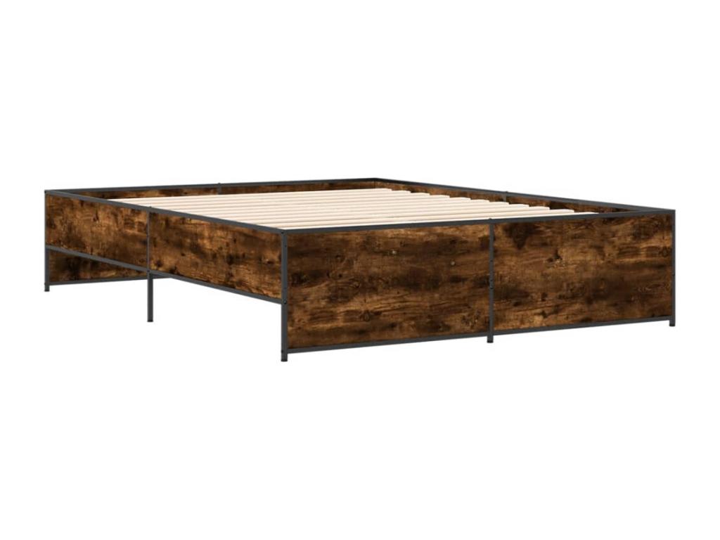 Smoked oak bed frame without mattress, 140x200 cm