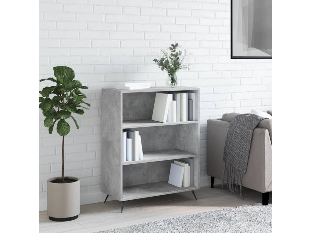 Concrete grey bookcase 69.5x32.5x90 cm engineered wood