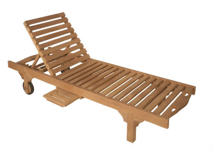 Sun lounger with teak wood