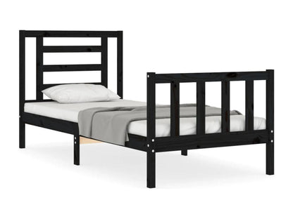 Black bed frame and headboard 100x200 solid wood