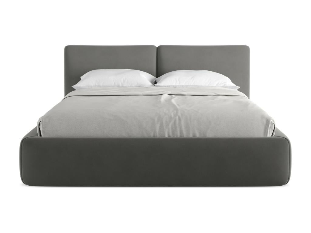 160x200 velvet storage bed - steel -