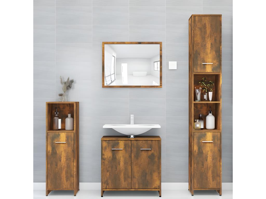 Smoked Oak Bathroom Cabinet 30x30x183.5 cm Engineered Wood