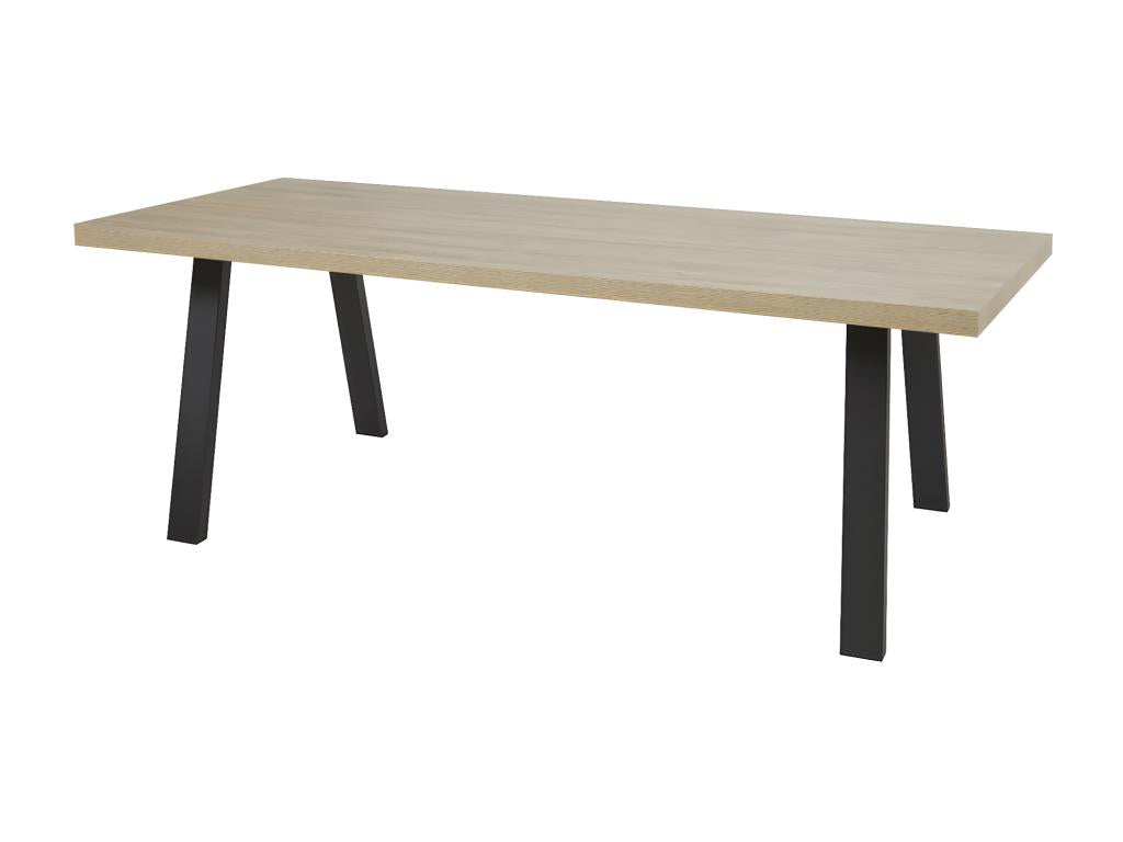 Table 170cm Wood Look French Style Black Metal Legs