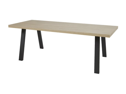 Table 170cm Wood Look French Style Black Metal Legs