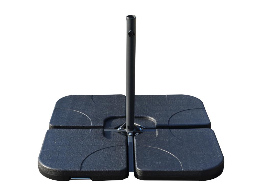 Set of 4 square parasol weights with handle, 50x50x8 cm, high-density polyethylene, black