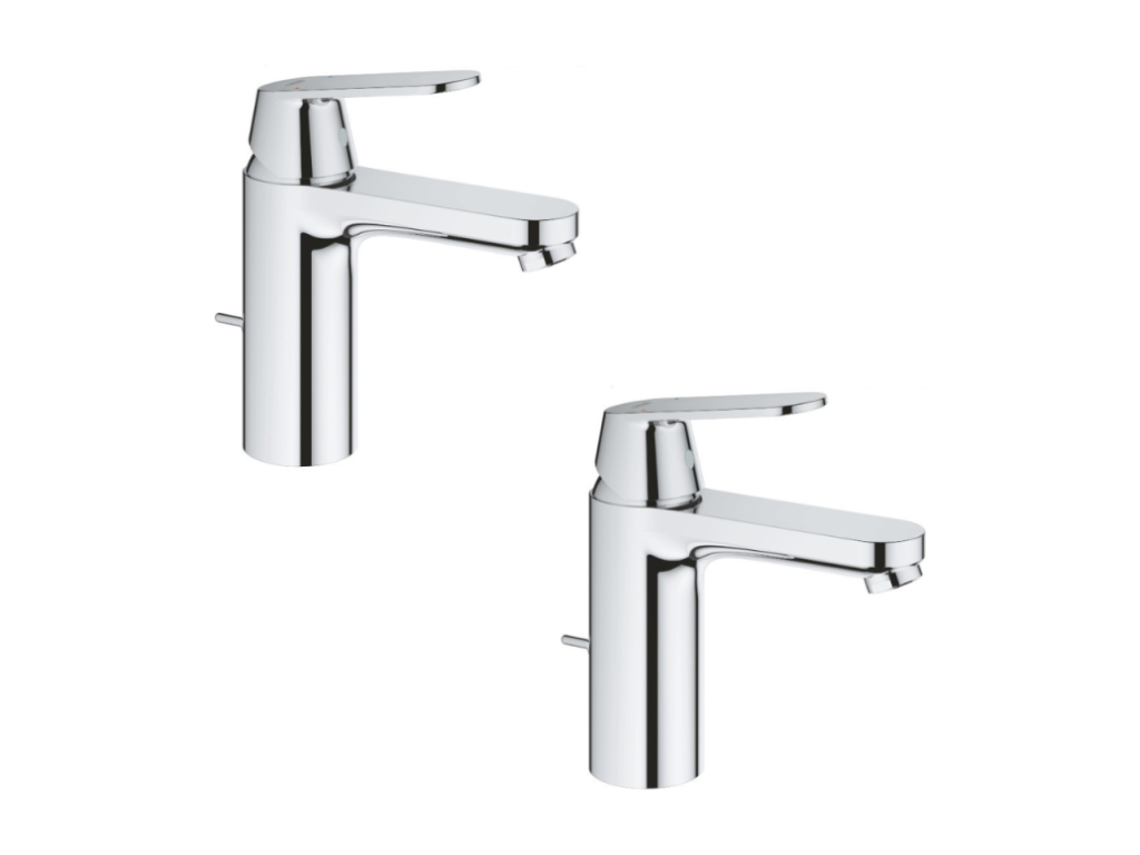Set of 2 S Chrome Basin Mixer Taps