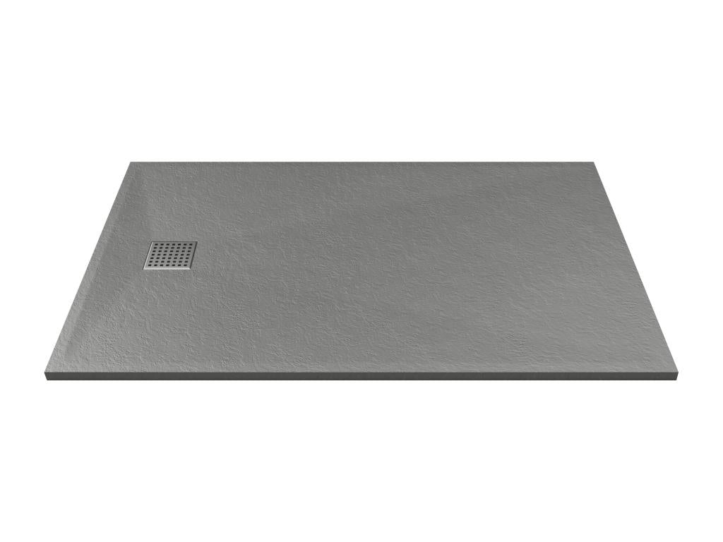 Extra-flat shower tray, for surface or recess installation, cuttable, made of SMC resin - Grey - 140x90 cm -