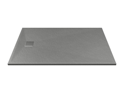 Extra-flat shower tray, for surface or recess installation, cuttable, made of SMC resin - Grey - 140x90 cm -