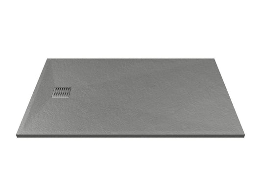 Extra-flat shower tray, for surface or recess installation, cuttable, made of SMC resin - Grey - 140x90 cm -