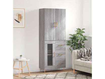 High grey sideboard 69.5x34x180 cm Engineered wood