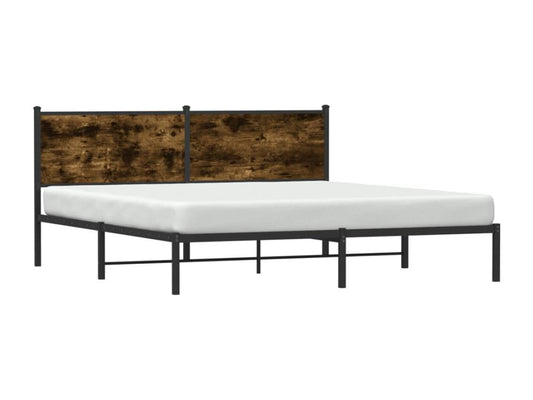 Metal bed frame without mattress, smoked oak, 160x200 cm