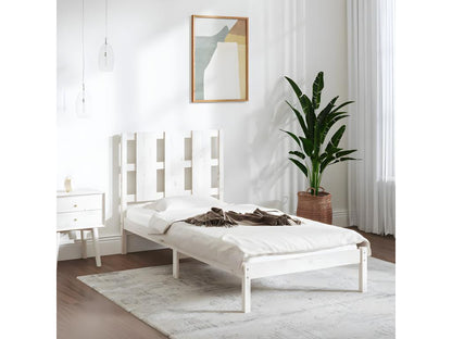 Bed frame without mattress, white, 100x200 cm, solid pine wood