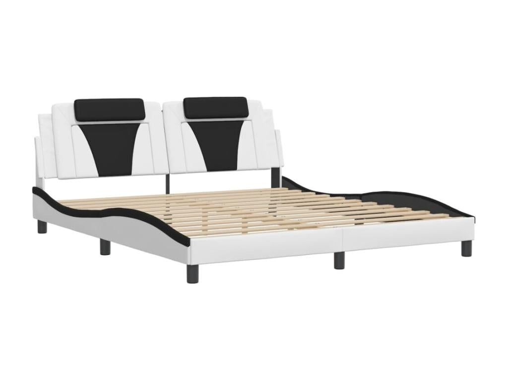 Bed frame with Nobelleaères LED lights, white and black, 180x200 cm, faux leather