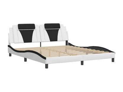 Bed frame with Nobelleaères LED lights, white and black, 180x200 cm, faux leather