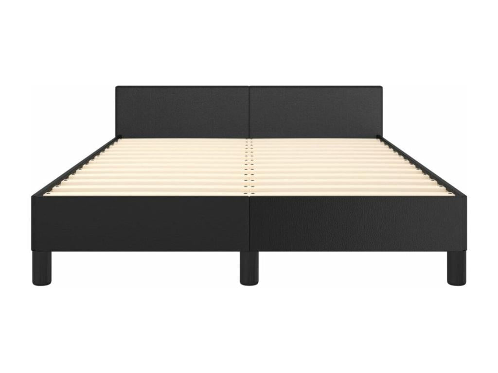 Black faux leather bed frame with headboard, 120x190 cm