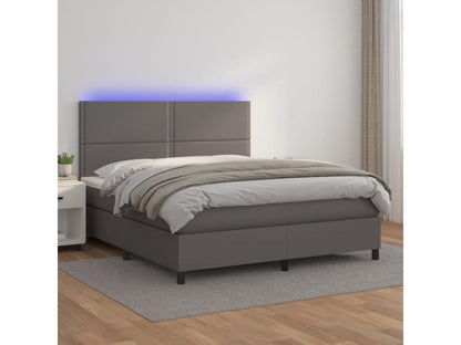 Bed base with mattress and LED light, Grey, 180x200