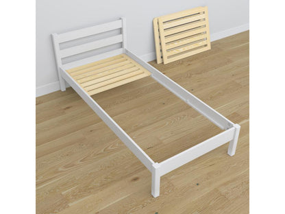 Single wooden bed - with drawer N01 White 100x200