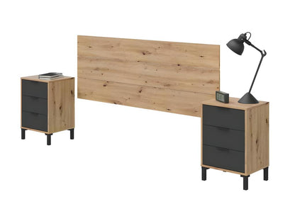 Headboard and bedside tables Oak/Anthracite -