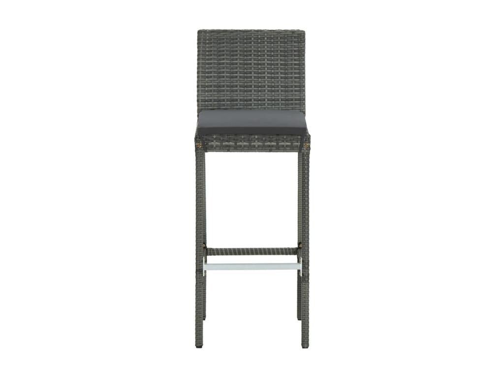 Garden bar stools and cushions, 2 pieces, Grey woven resin