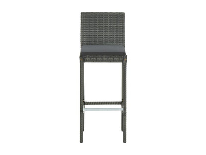 Garden bar stools and cushions, 2 pieces, Grey woven resin