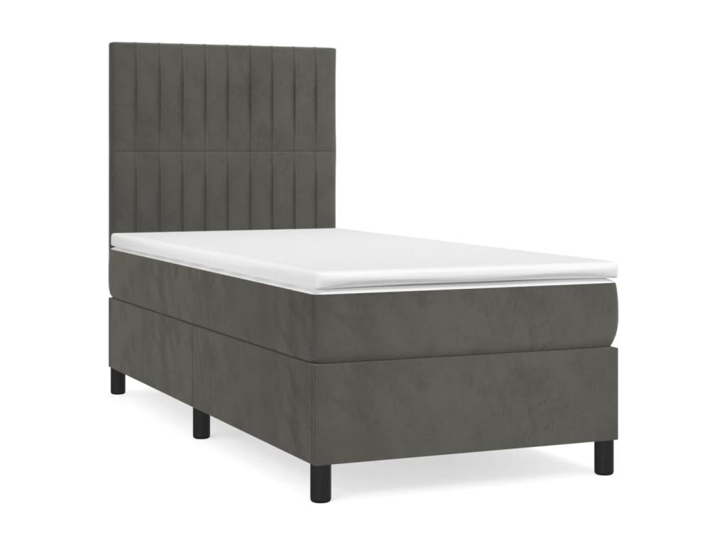 Bed base with mattress, dark grey, 100x200 cm