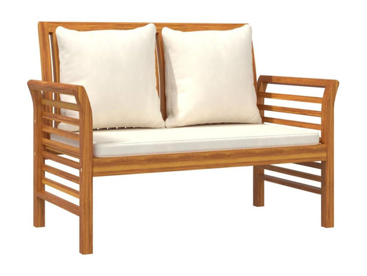 2-piece garden furniture set with cream-white cushions, solid wood
