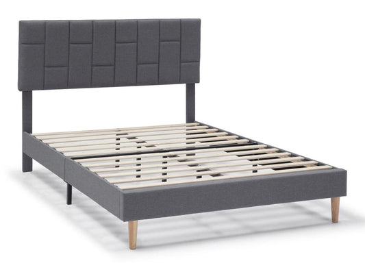 Upholstered platform bed frame 30 cm 90x190 cm Dark Grey