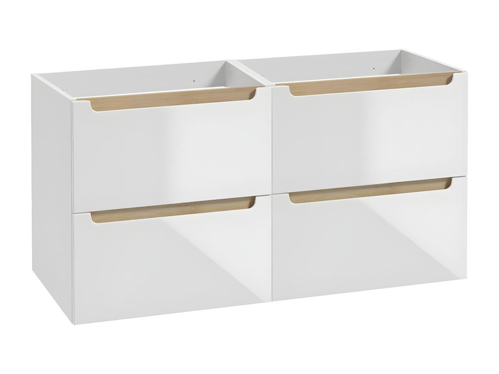 120cm vanity unit with 4 drawers, white and wood