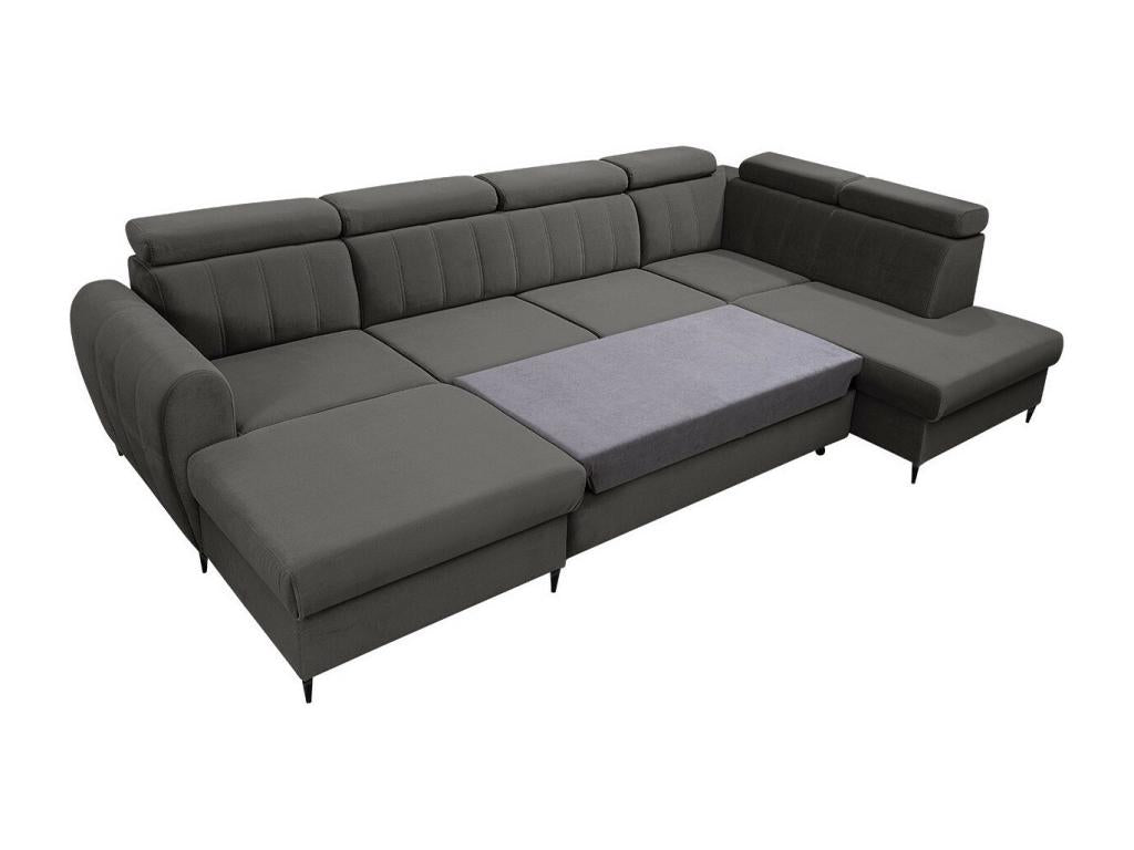 Corner sofa 128 Grey Sleeping function Bed box 355x200x90cm