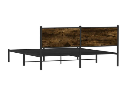 Metal bed frame without mattress, smoked oak, 160x200 cm
