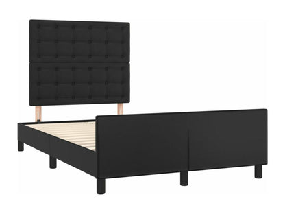 Black faux leather bed frame with headboard, 120x190 cm