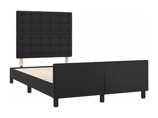 Black faux leather bed frame with headboard, 120x190 cm