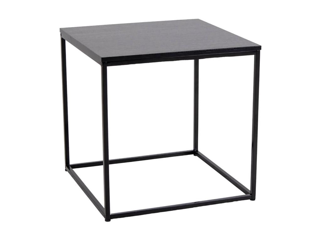 Square End Table in Steel and Black Wood Finish