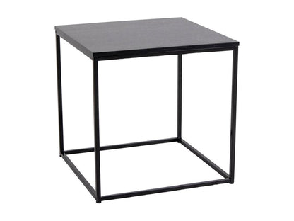Square End Table in Steel and Black Wood Finish