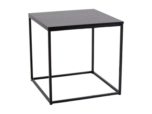Square End Table in Steel and Black Wood Finish