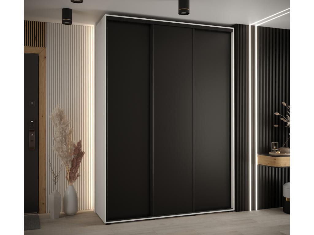 Wardrobe 1 with Sliding Doors 235.2/180/60 3 Doors White/Black/Black