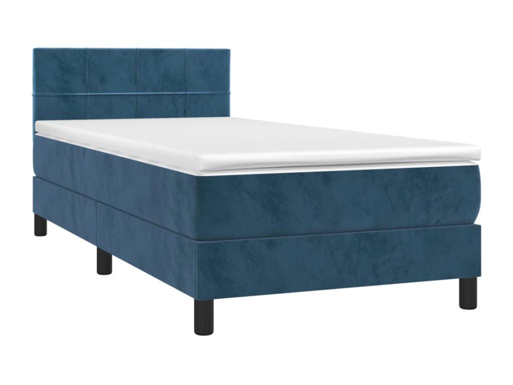Upholstered bed base with mattress, dark blue, 100x200 cm
