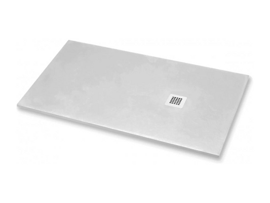 Shower tray 140x120 cm Extra Thin Line Light Grey RAL 7035 in Synthetic Resin and Marble Powder with Free-Range Drain