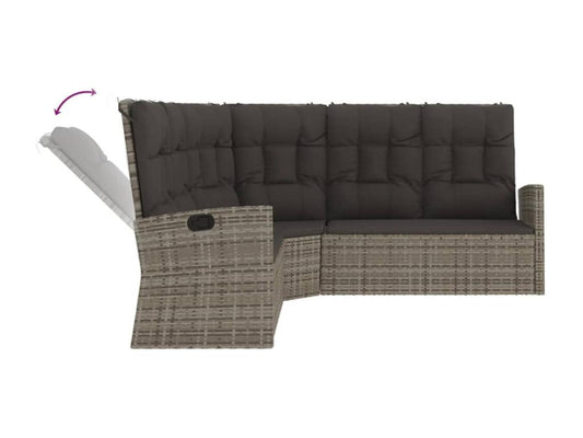 Reclining corner sofa with grey resin wicker cushions